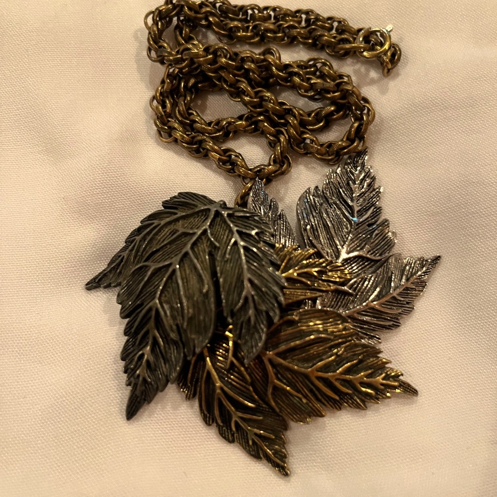 Antique Tri-Colored Leaf Necklace